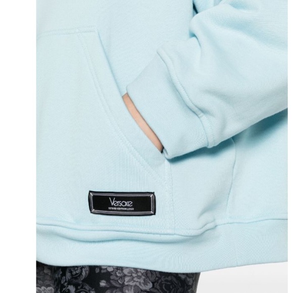 Versace iconic 1978 re-edition Logo Light Blue embroidered oversized hoodie 48 - Picture 14 of 16